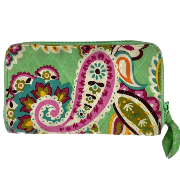 Vera Bradley Handbags - 𝅺VERA Bradley Green Multi Color Paisley Zip Around Wallet